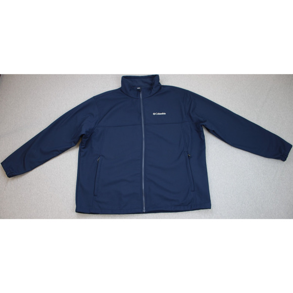 Columbia Jacket Mens Size 2X Navy Blue Full Zip Softshell Mock Neck Long Sleeve - Picture 1 of 8